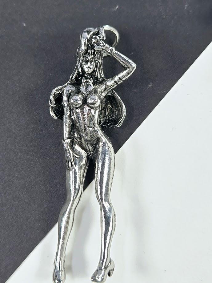 Gothic Wing Pendant: Fantasy She Devil Style (Silver Tone) | Beads for Jewelry Making | DIY Bracelet Earring Supply