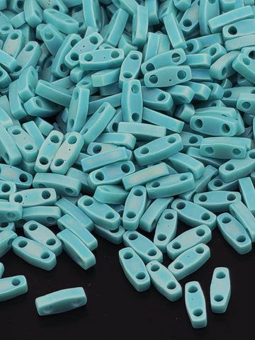 QTL0412FR Miyuki Quarter Tila Beads: Aqua Opaque Matte Rainbow 7.5g Pack