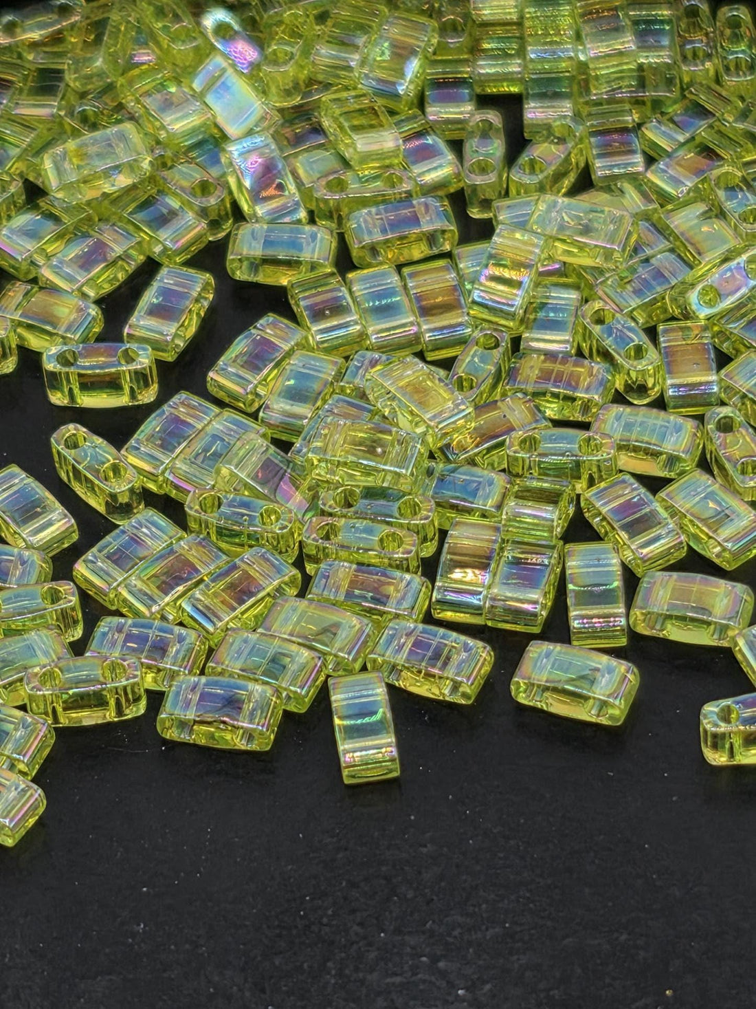 HTL0258-Miyuki Half-TIla Beads:Lime Green T/R (7.5g pkg)