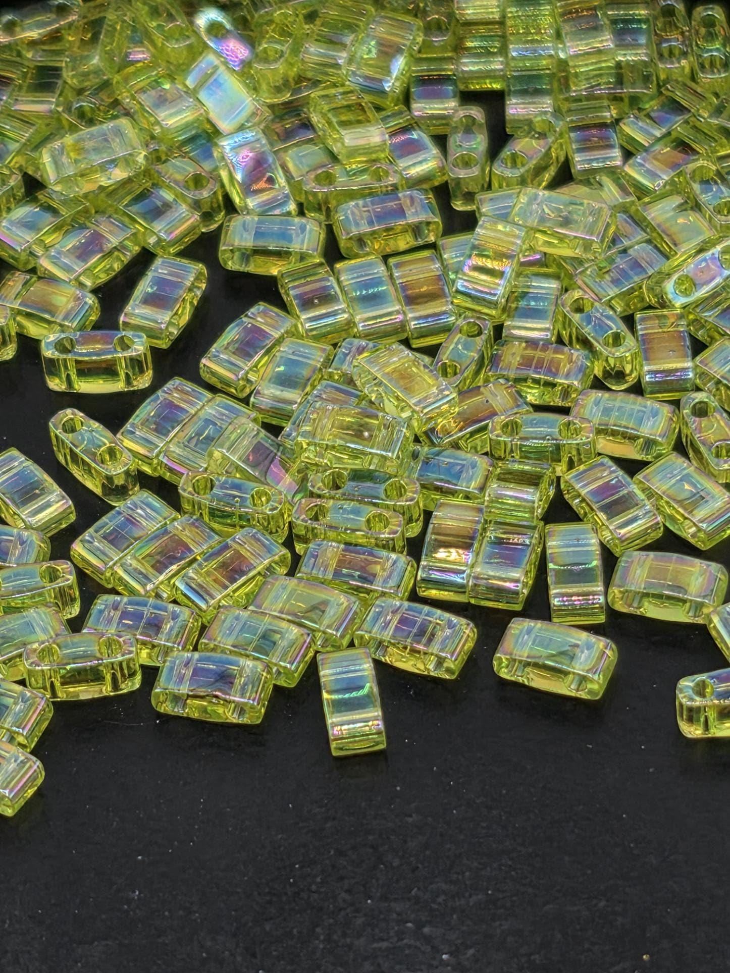 HTL0258-Miyuki Half-TIla Beads:Lime Green T/R (7.5g pkg)
