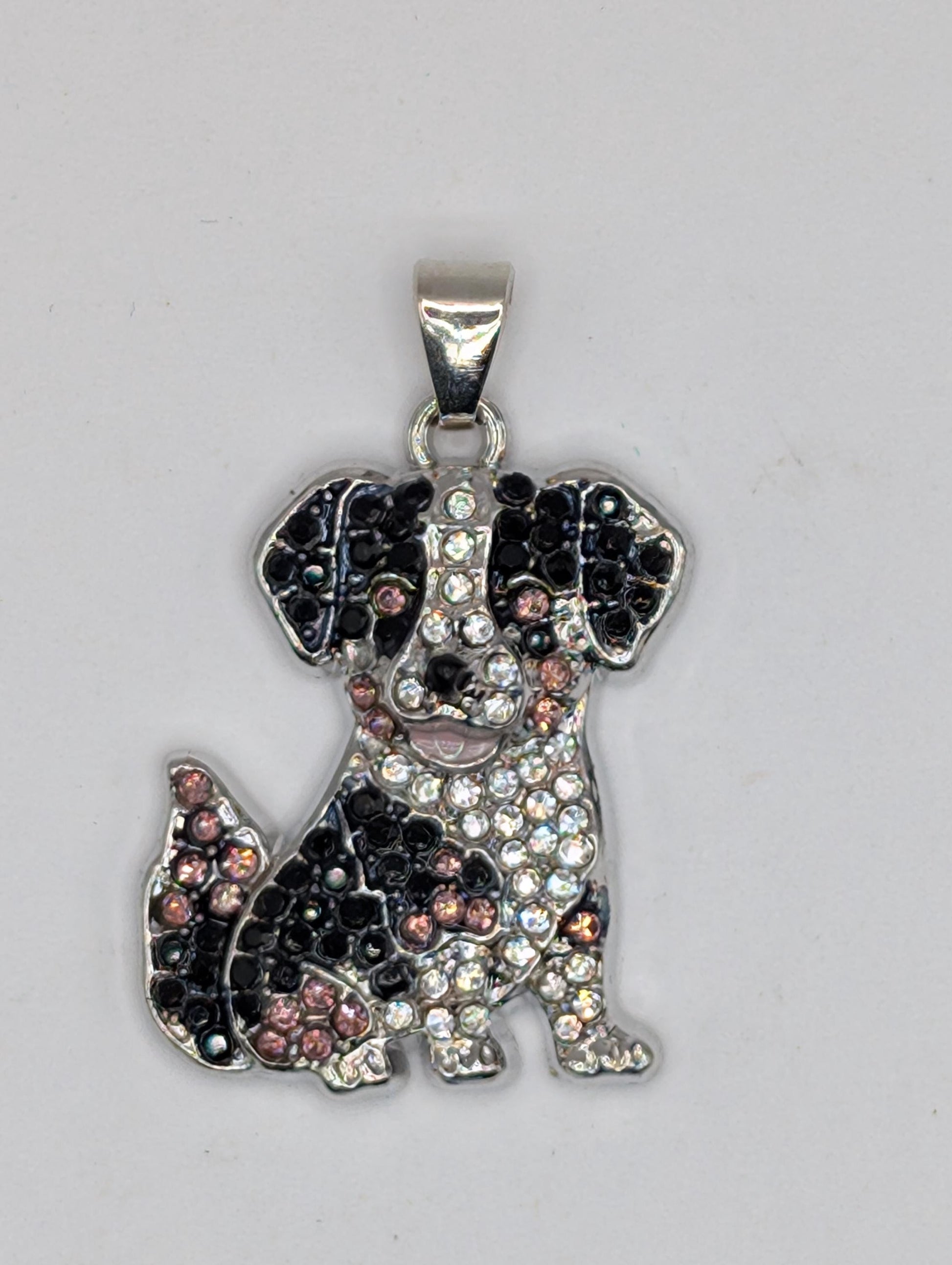 Dog Pendant Necklace: Australian Shepherd Style (Silver Plated, Rhinestone Accents) | Bag Charm | Purse Accessory | Gift Idea