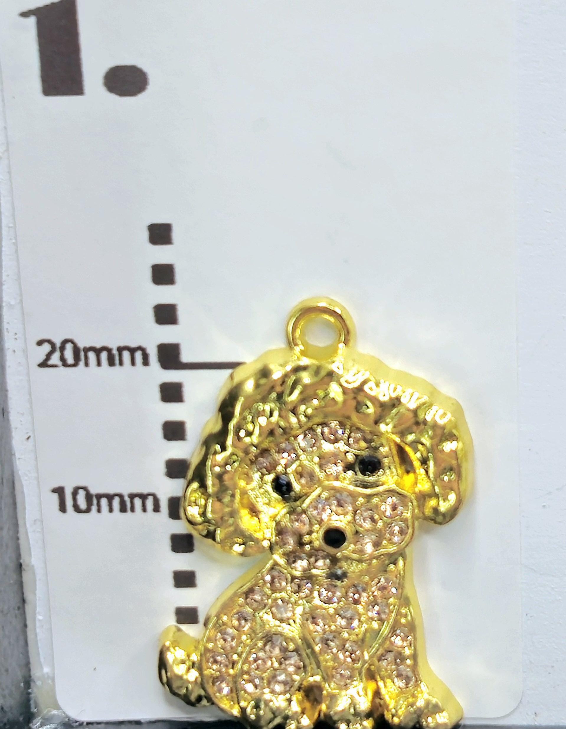 Gold Poodle Pendant - Rhinestone Charm for Necklace or Bag
