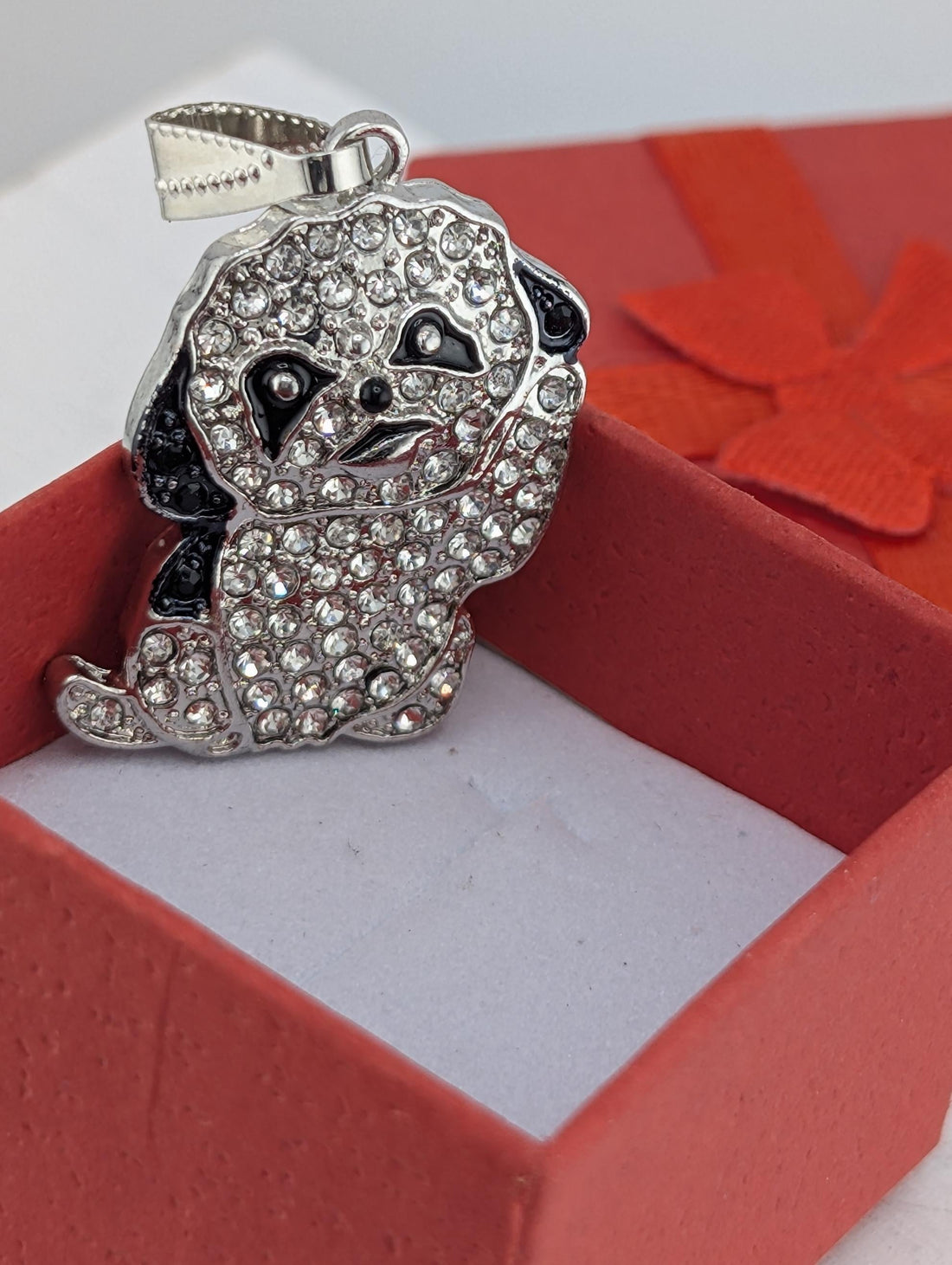 Shih Tzu Pendant: Small Breed Dog Jewelry (Silver Plated, Rhinestone Accent)