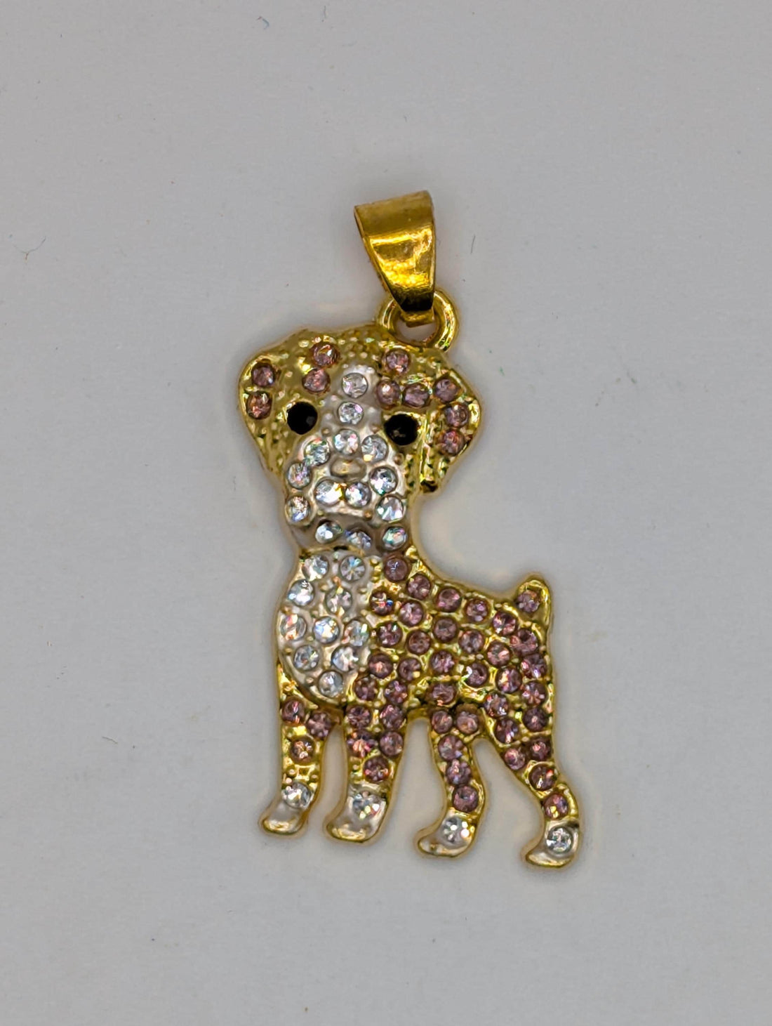 Boxer Dog Pendant - Gold Plated with Sparkling Rhinestones | Bag Charm | Purse Accessory | Gift Idea