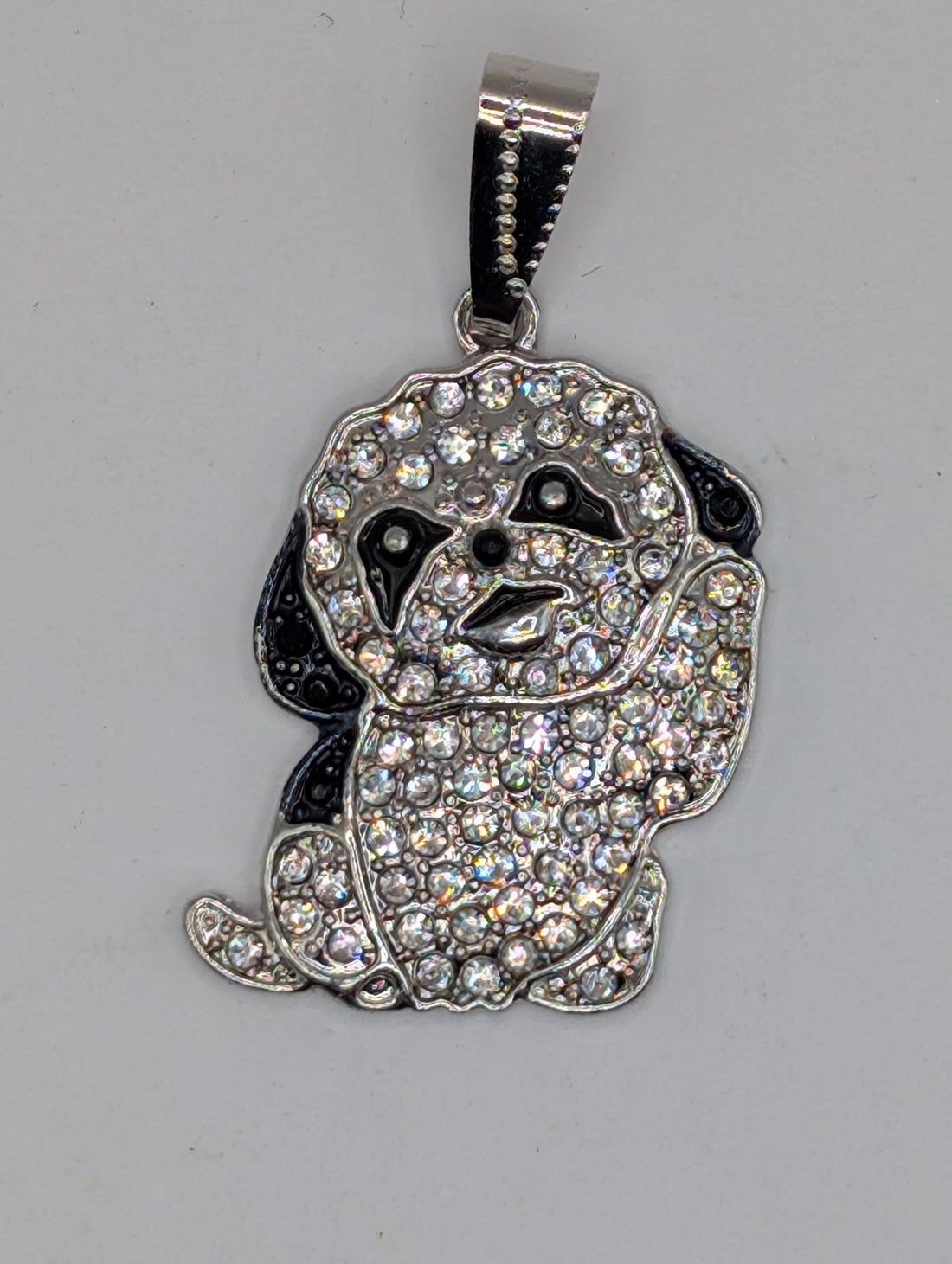 Shih Tzu Pendant: Small Breed Dog Jewelry (Silver Plated, Rhinestone Accent) | Bag Charm | Purse Accessory | Gift Idea