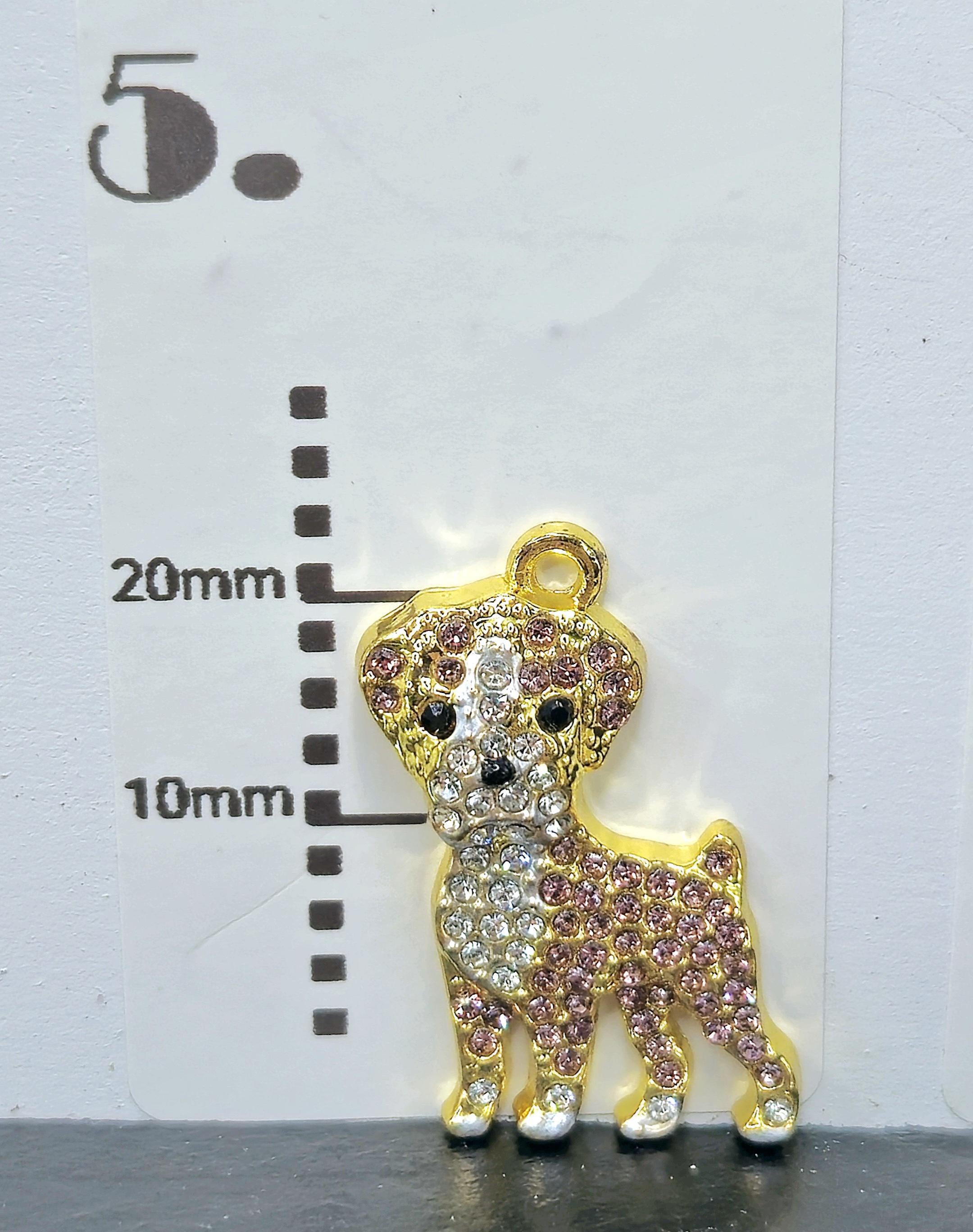 Boxer Dog Pendant - Gold Plated with Sparkling Rhinestones | Bag Charm | Purse Accessory | Gift Idea