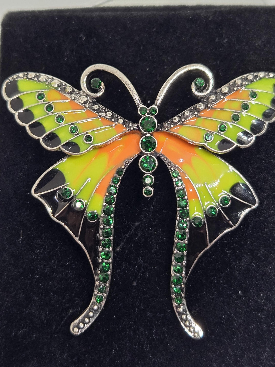 Butterfly Brooch: Neon Enamel Bright Colors - Silver Plated Pin