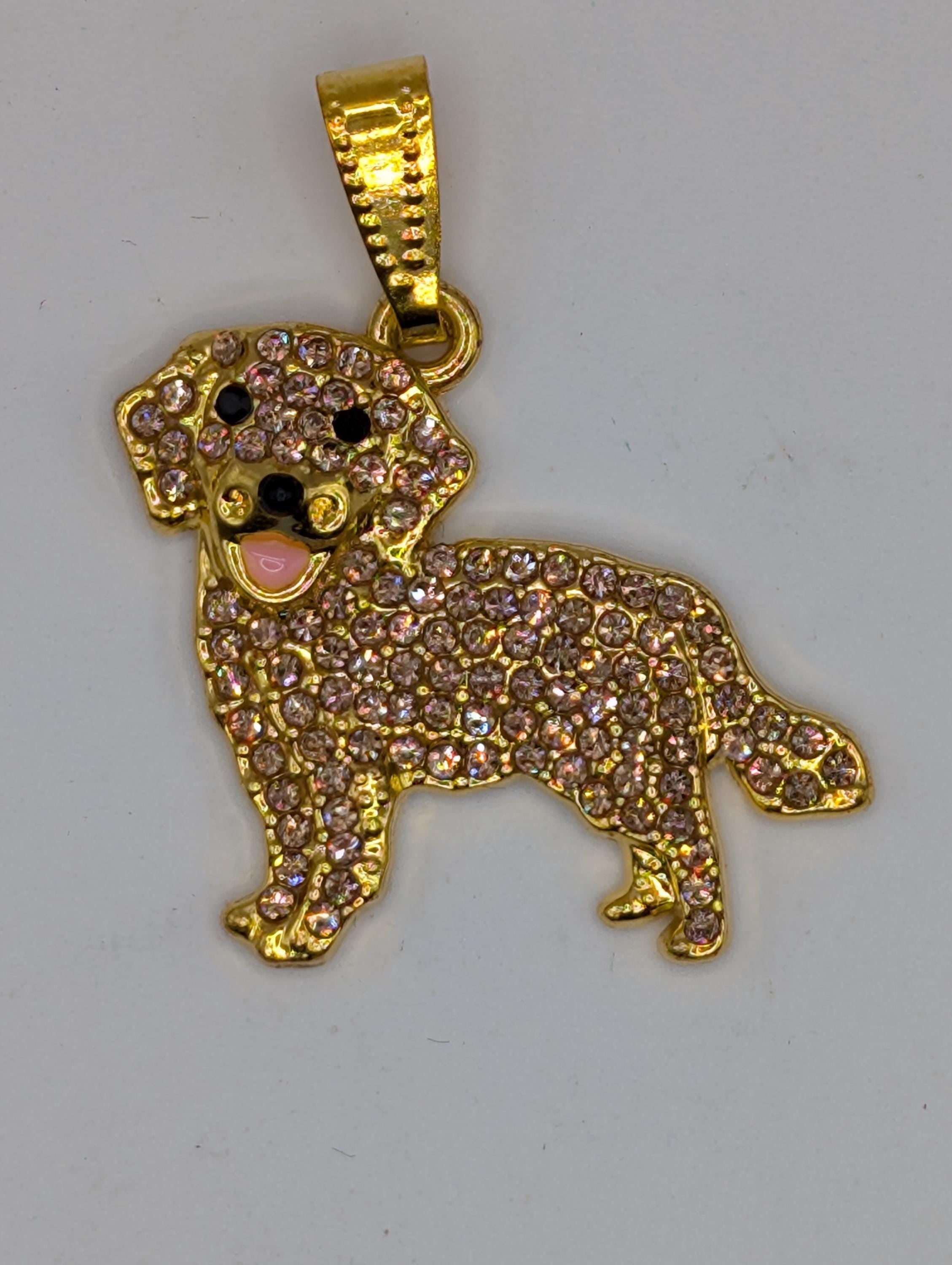 Labrador Dog Pendant: Gold Plated with Rhinestone Accent (Lightweight Jewelry) | Bag Charm | Purse Accessory | Gift Idea