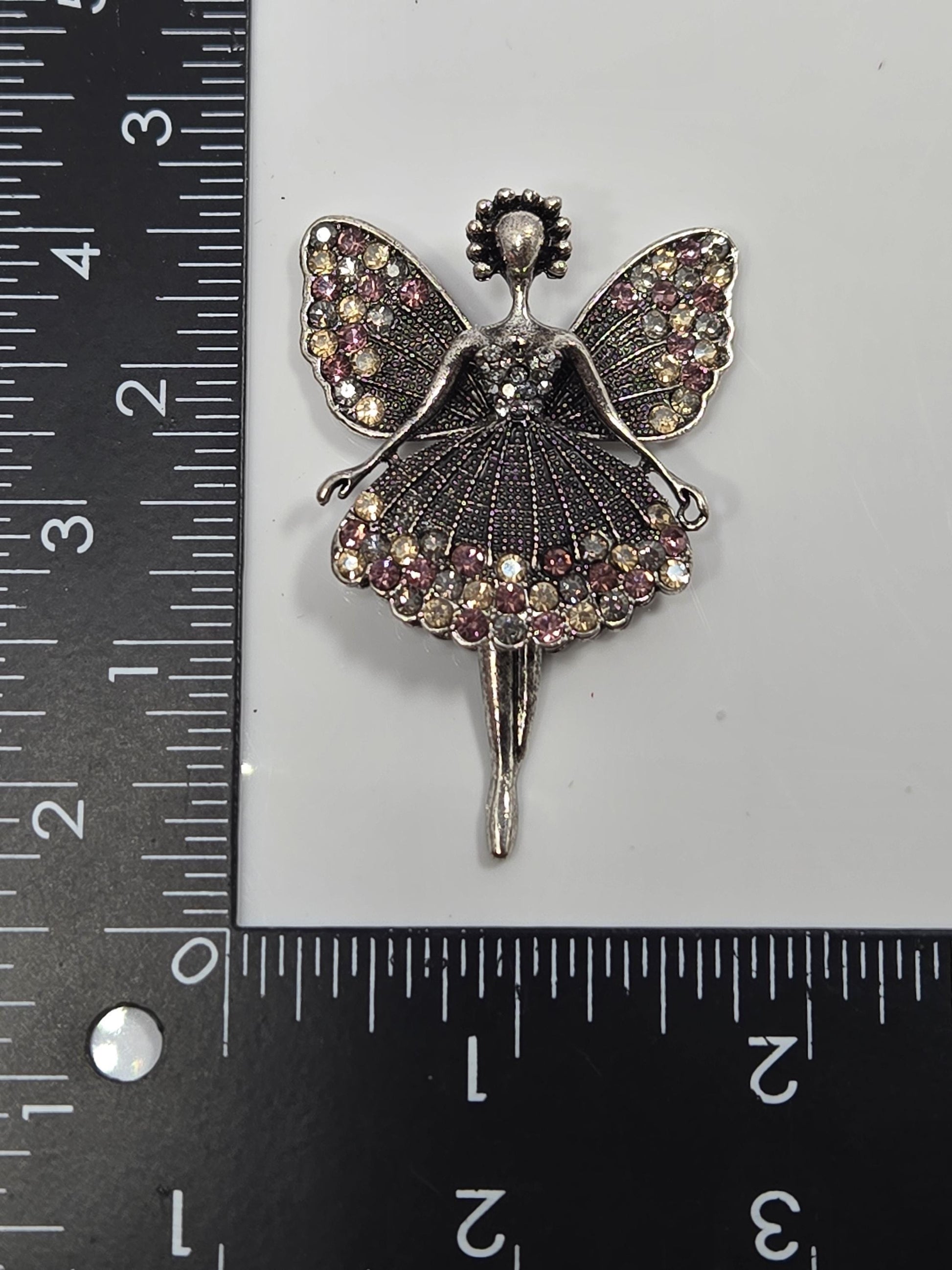 Purple Ballerina Pendant: Steampunk Silver Tone with Rhinestones | Bag Charm | Purse Accessory | Gift Idea