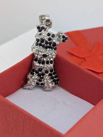 Schnauzer Silver Pendant Rhinestone Accent (Dog Lover Necklace or Charm)
