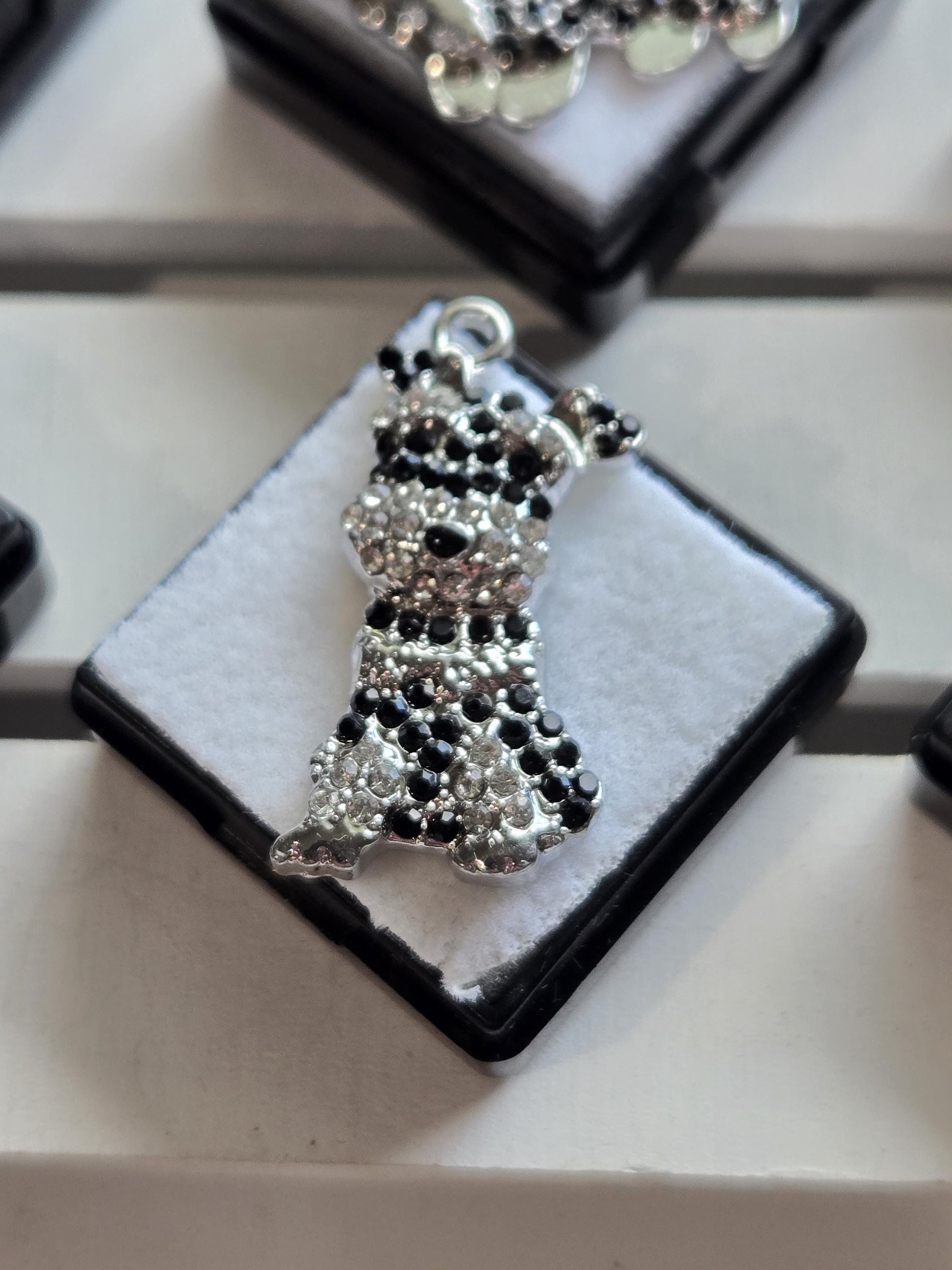 Schnauzer Silver Pendant Rhinestone Accent (Dog Lover Necklace or Charm) | Bag Charm | Purse Accessory | Gift Idea