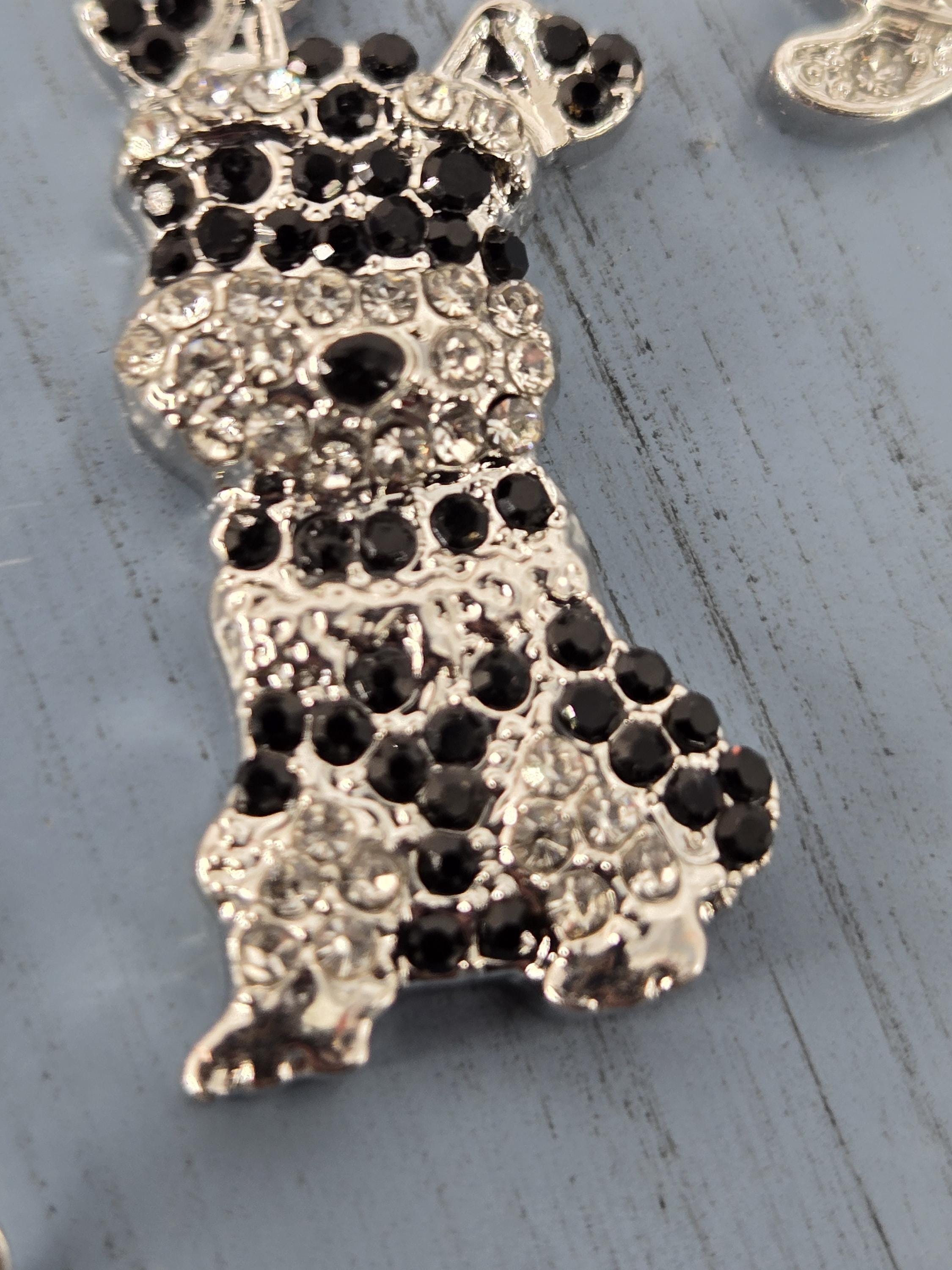 Schnauzer Silver Pendant Rhinestone Accent (Dog Lover Necklace or Charm)