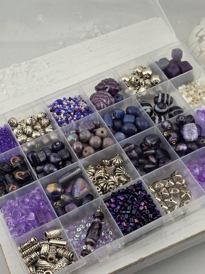 Purple Lampwork Bead Set for Jewelry Making - crafts