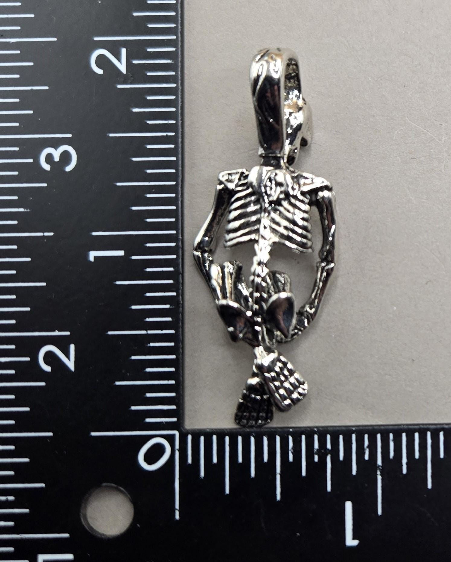 Gothic Skull Pendant: Silver Plated with Angel Wing Detail | Beads for Jewelry Making | DIY Bracelet Earring Supply