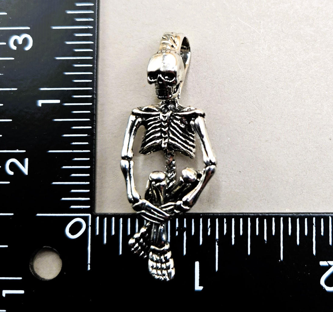 Gothic Skull Pendant: Silver Plated with Angel Wing Detail | Beads for Jewelry Making | DIY Bracelet Earring Supply