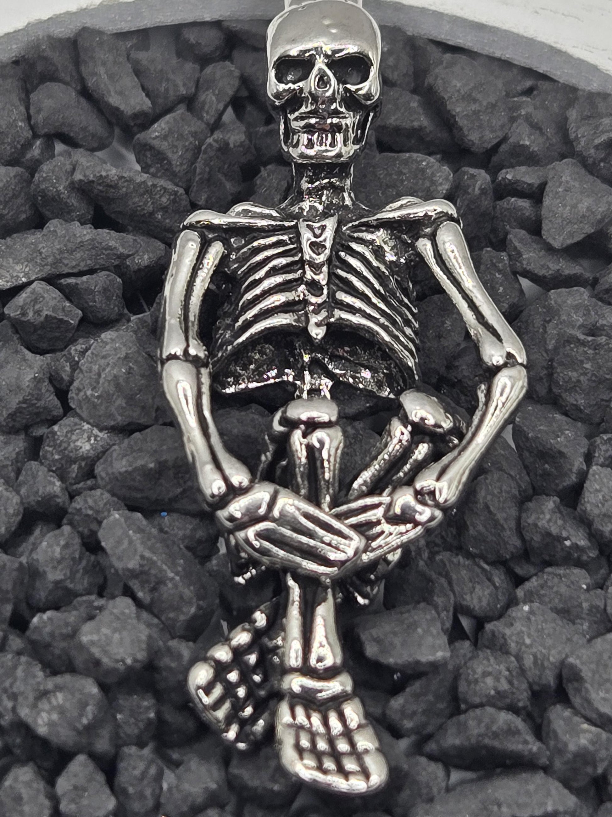 Gothic Skull Pendant: Silver Plated with Angel Wing Detail | Beads for Jewelry Making | DIY Bracelet Earring Supply