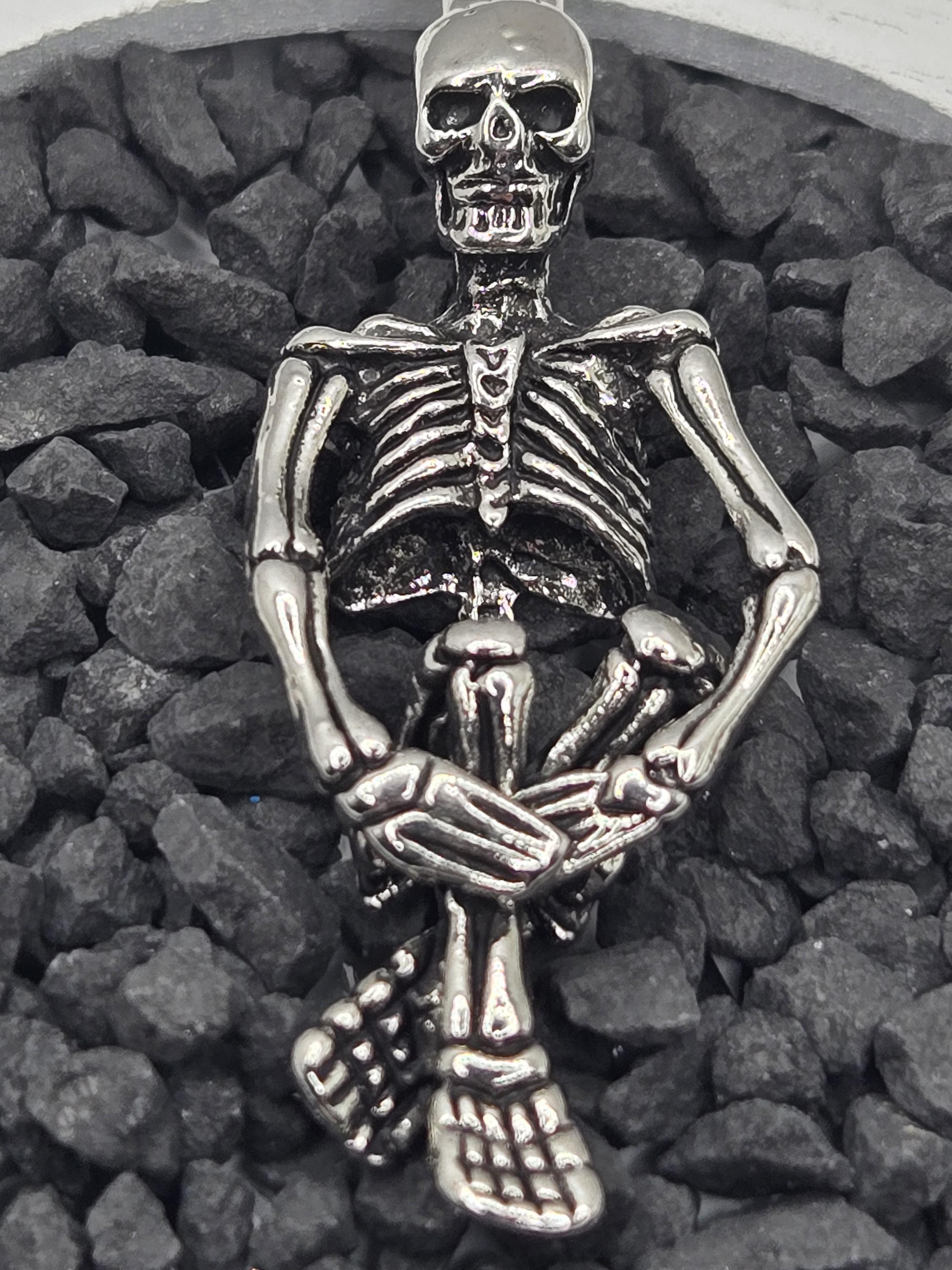 Gothic Skull Pendant: Silver Plated with Angel Wing Detail | Beads for Jewelry Making | DIY Bracelet Earring Supply