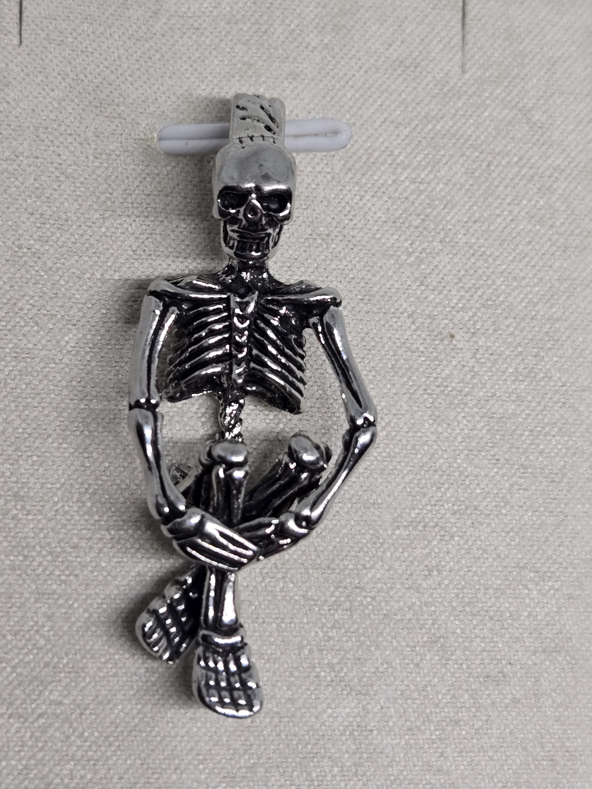 Gothic Skull Pendant: Silver Plated with Angel Wing Detail | Beads for Jewelry Making | DIY Bracelet Earring Supply