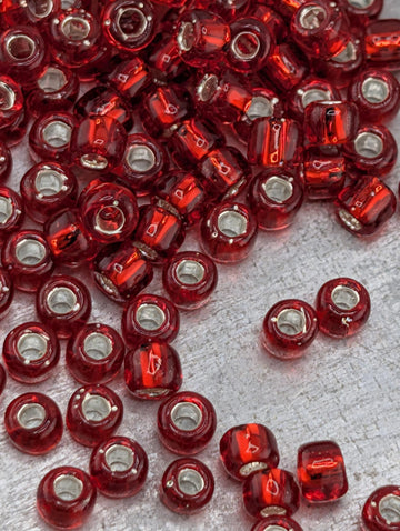4951SB Silver-Lined Translucent Red 8/0 Matsuno Seed Beads (15g, ~600 pcs)