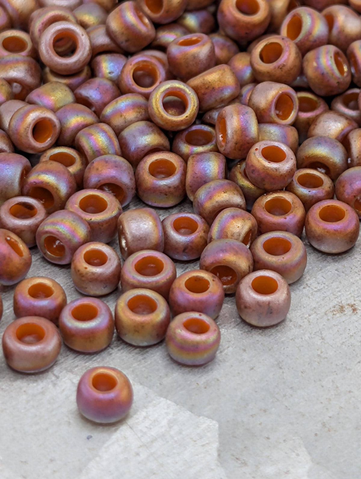 Toho Japanese Seed Beads: Burnt Orange Semi Glazed Rainbow - Size 8/0, 2.5" Tube