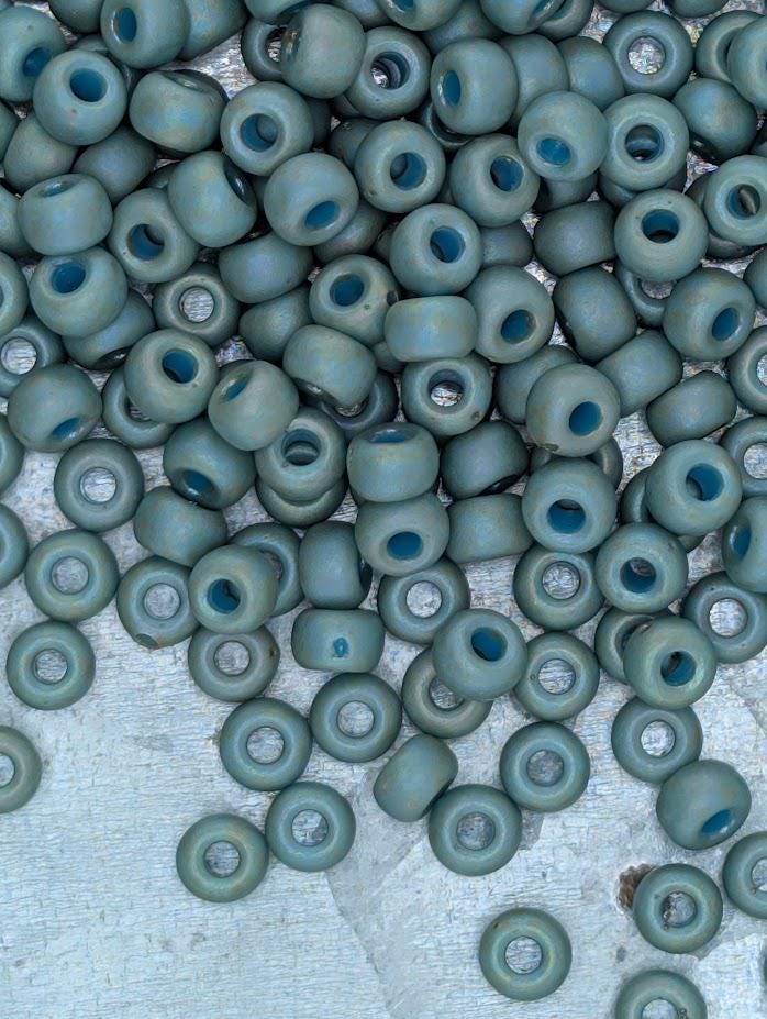 Miyuki Rocaille Beads: Wintergreen Opaque Matte Rainbow Glaze, Size 6/0