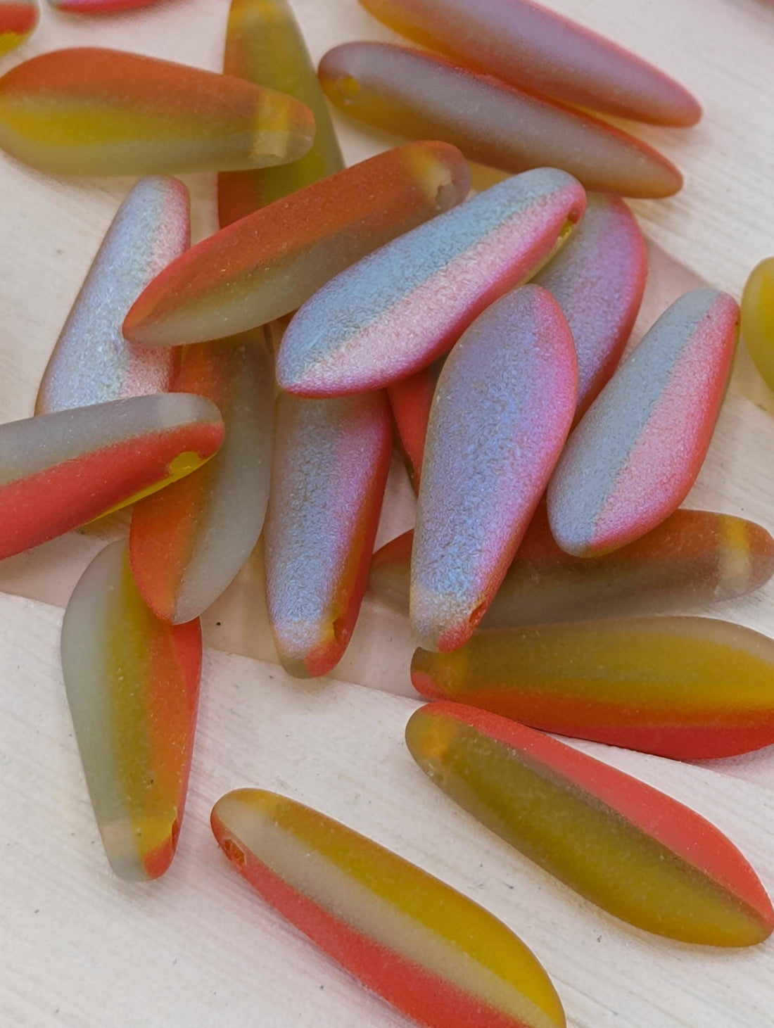 Czech Dagger Beads, Glass Dagger Beads, Unique Craft Supply, Vintage Boho Style, 25pcs Pack for Jewelry Making: Neon Orange Vitale 10g