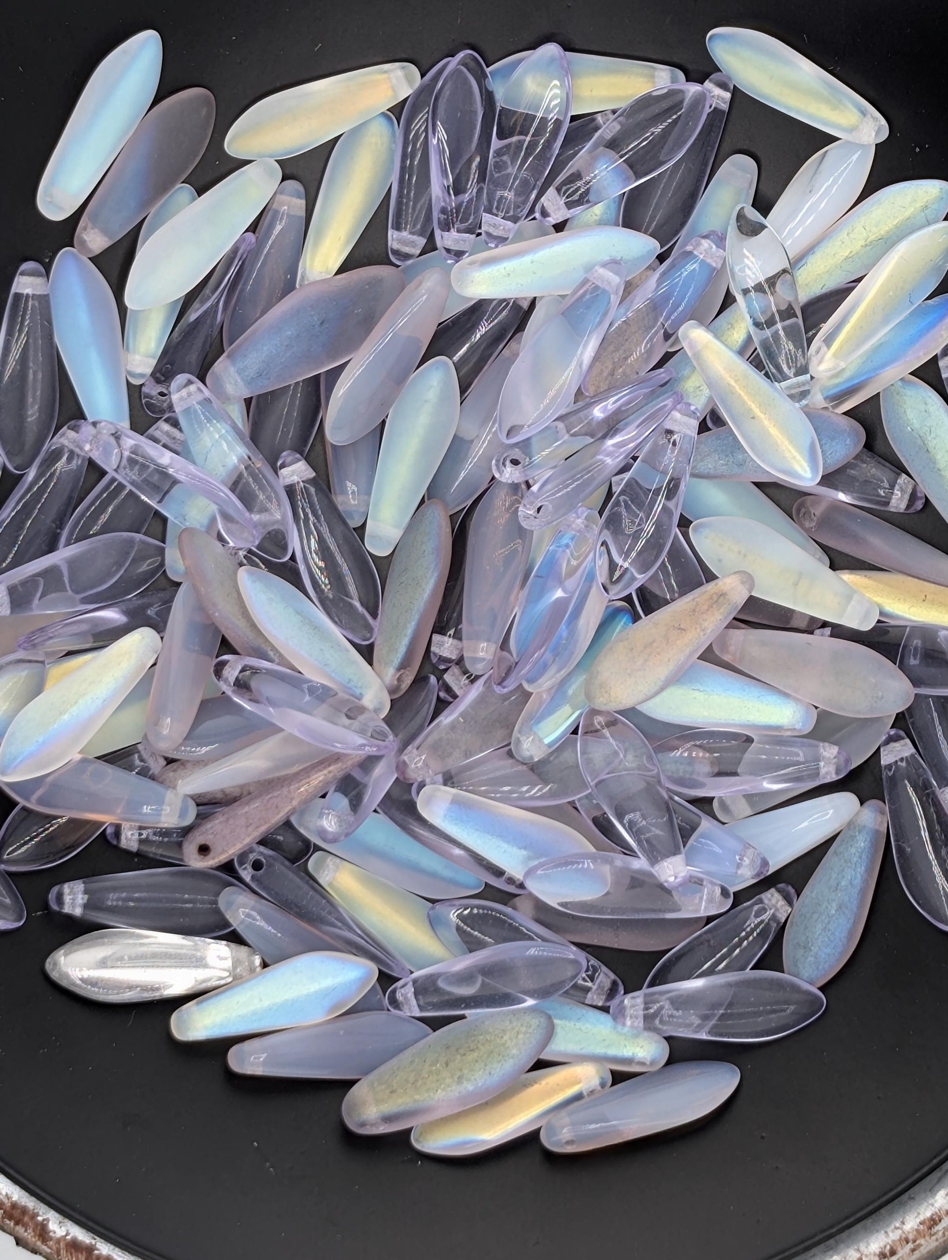 Czech Dagger Bead, Glass GemstonesJewelry Craft Supply, Elegant Gothic Flair, Unique Boho Accessories: Lavender 10g