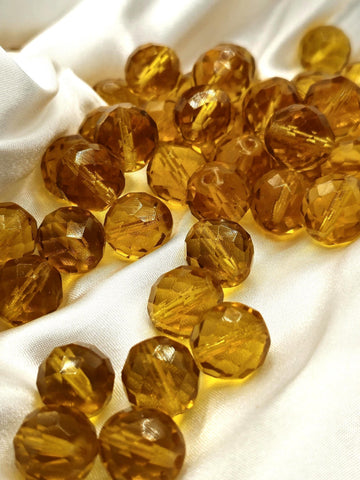 Preciosa Golden Topaz Czech Glass Beads, 14mm (15 PCS)