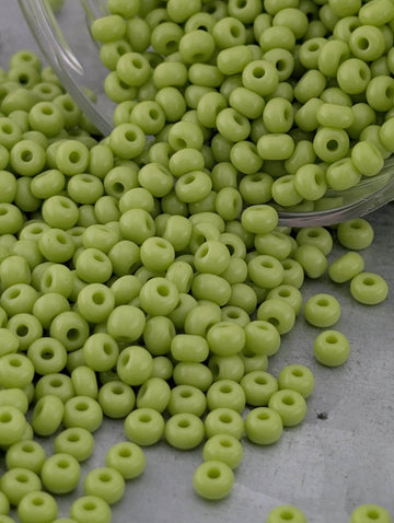 Preciosa 8/0 Seed Beads Opaque Lime Green Size 8/0 - 15g - Czech Glass Rocaille for Jewelry Making