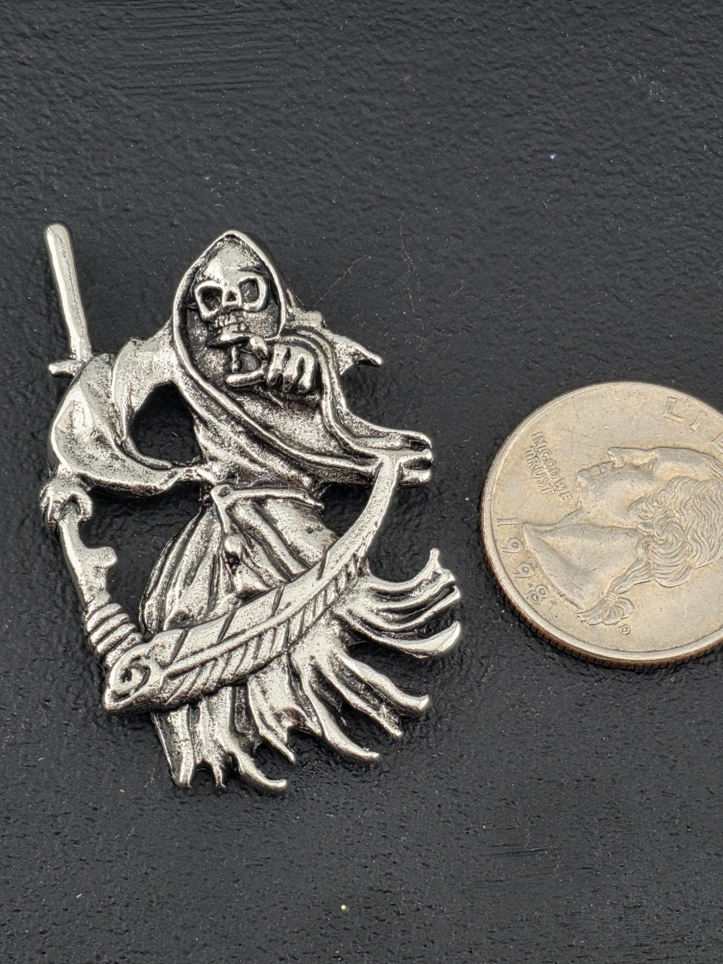 Gothic Skull Pendant Charm, Silver Tone (Ornate Dark Design) | Beads for Jewelry Making | DIY Bracelet Earring Supply
