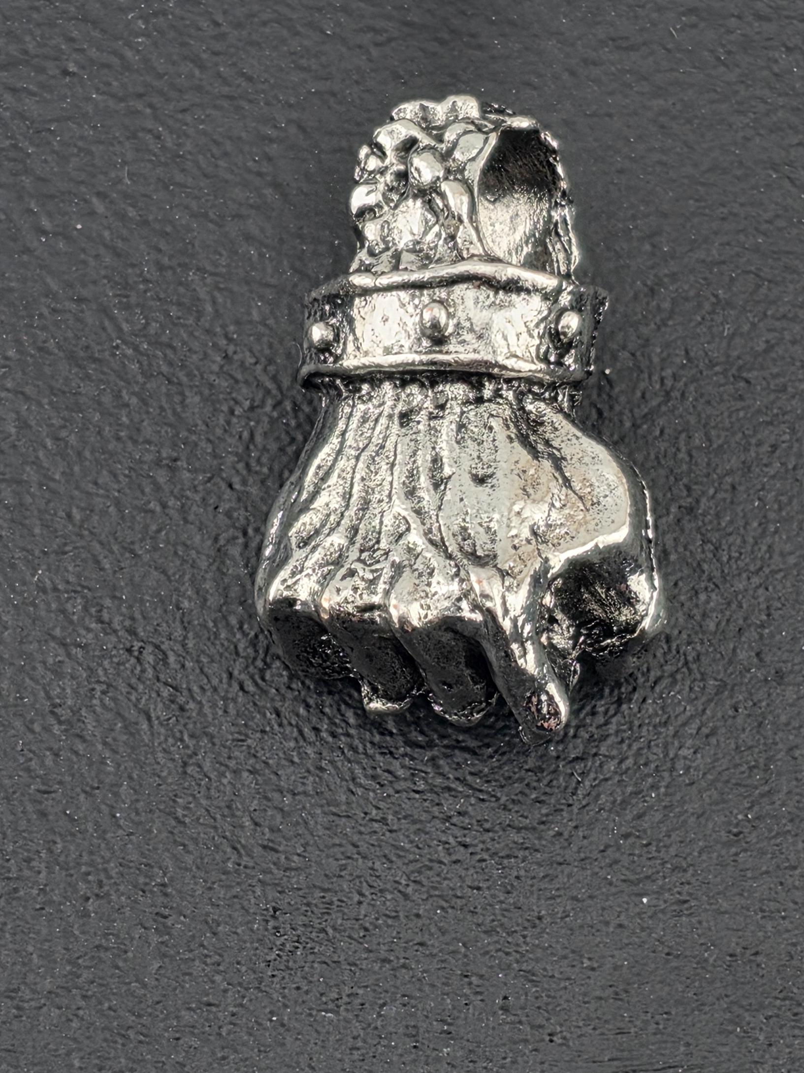 Gothic Iron Fist Pendant: Fantasy Art Inspired (Silver Plated Alloy)