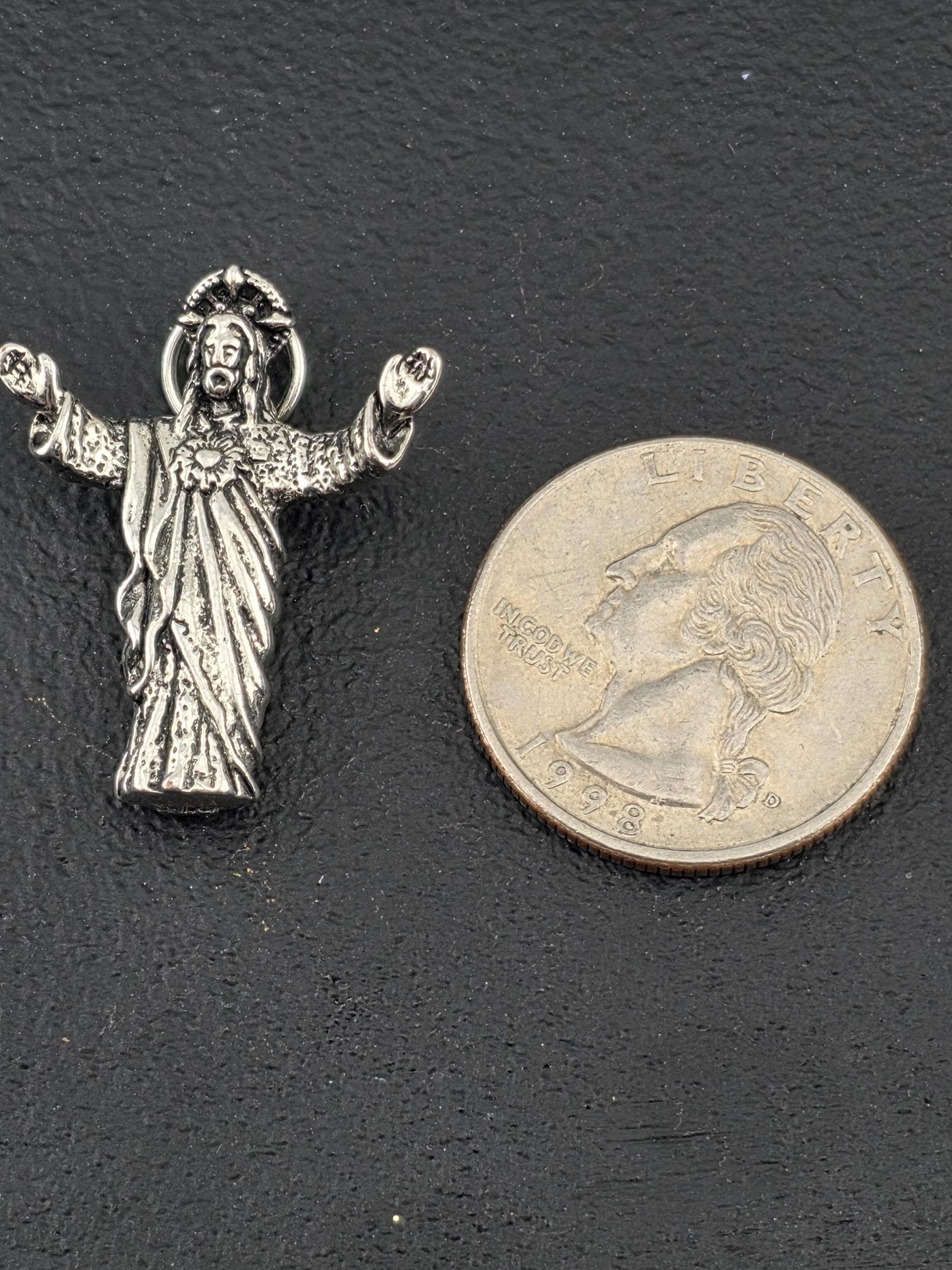 Jesus Pendant Car Charm - Gothic Silver Plated, Unique Keychain | Beads for Jewelry Making | DIY Bracelet Earring Supply