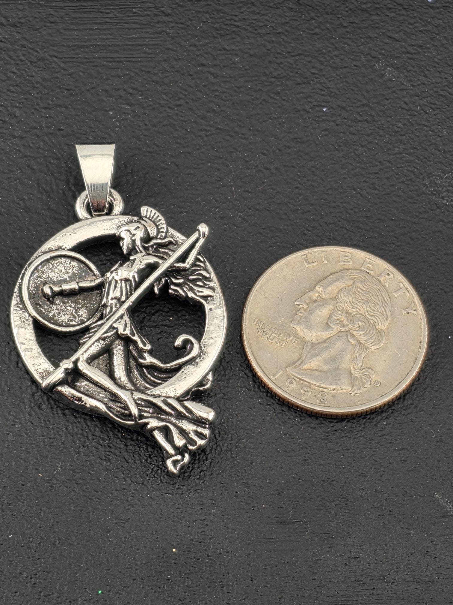 Pendant Charm: Knight Archer Design - Silver Plated Metal