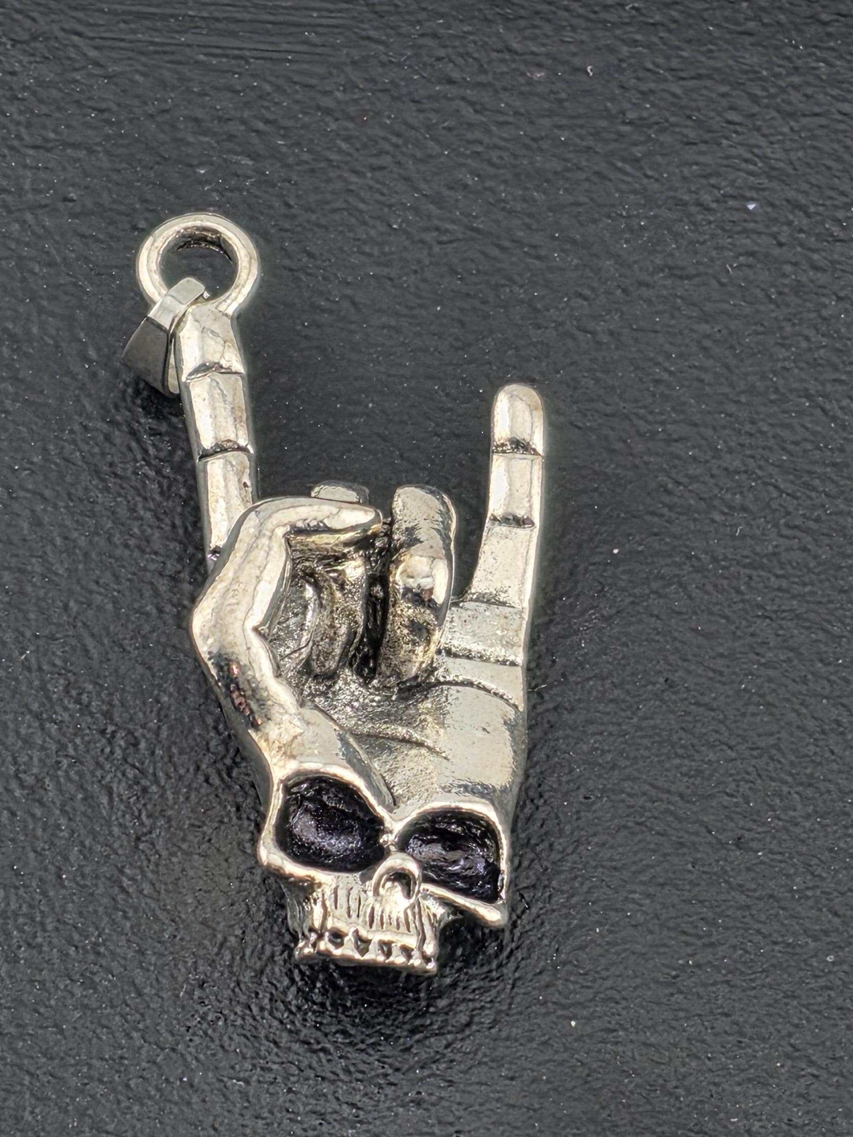 Gothic Skull Pendant Necklace, Silver Tone (Rock Style Charm) | Beads for Jewelry Making | DIY Bracelet Earring Supply