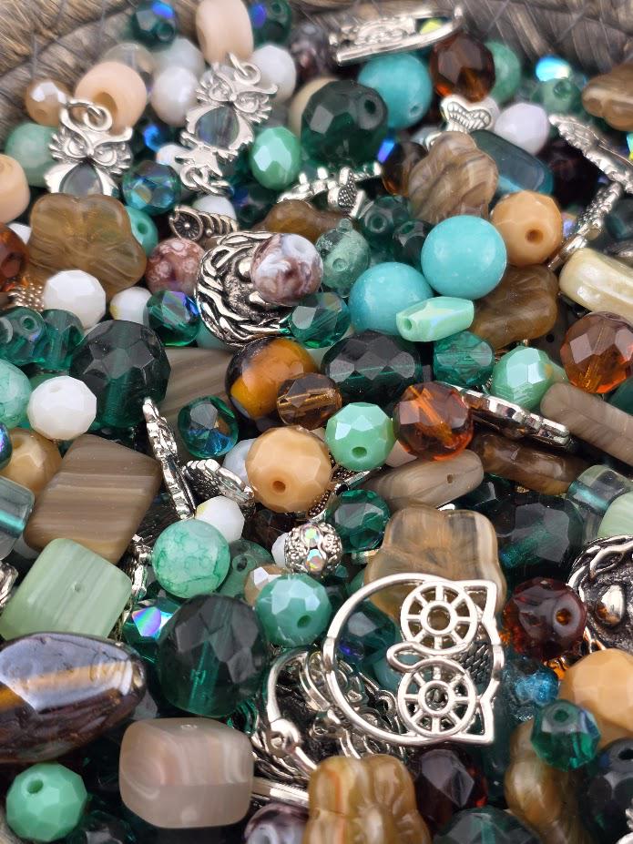 2oz | "Owl that glitters is Abalone" Glass Bead Soup Mix