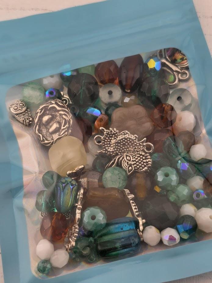 2oz | "Owl that glitters is Abalone" Glass Bead Soup Mix