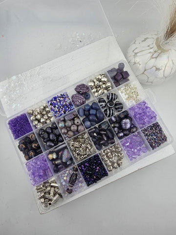 Purple Lampwork Bead Set for Jewelry Making - crafts