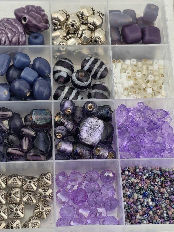 Purple Lampwork Bead Set for Jewelry Making - crafts