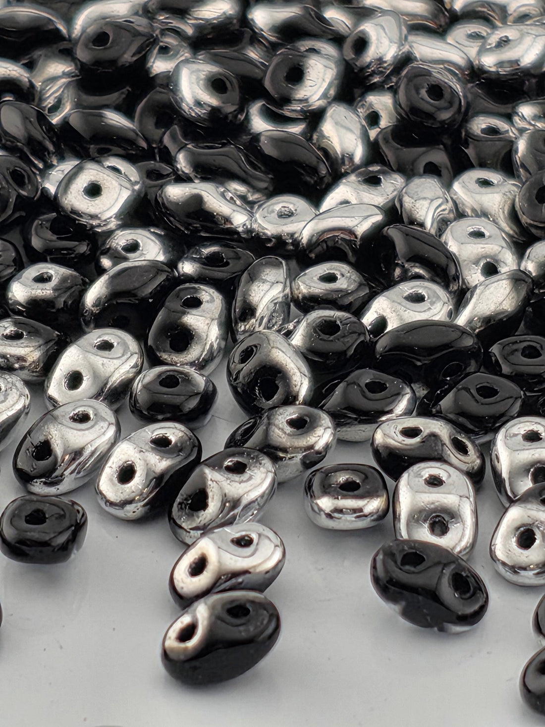 Jet Labrador Matubo SuperDuo Beads - Small 5x2mm Czech Glass | Japanese Seed Beads | Bead Weaving Embroidery Supply | DIY Jewelry