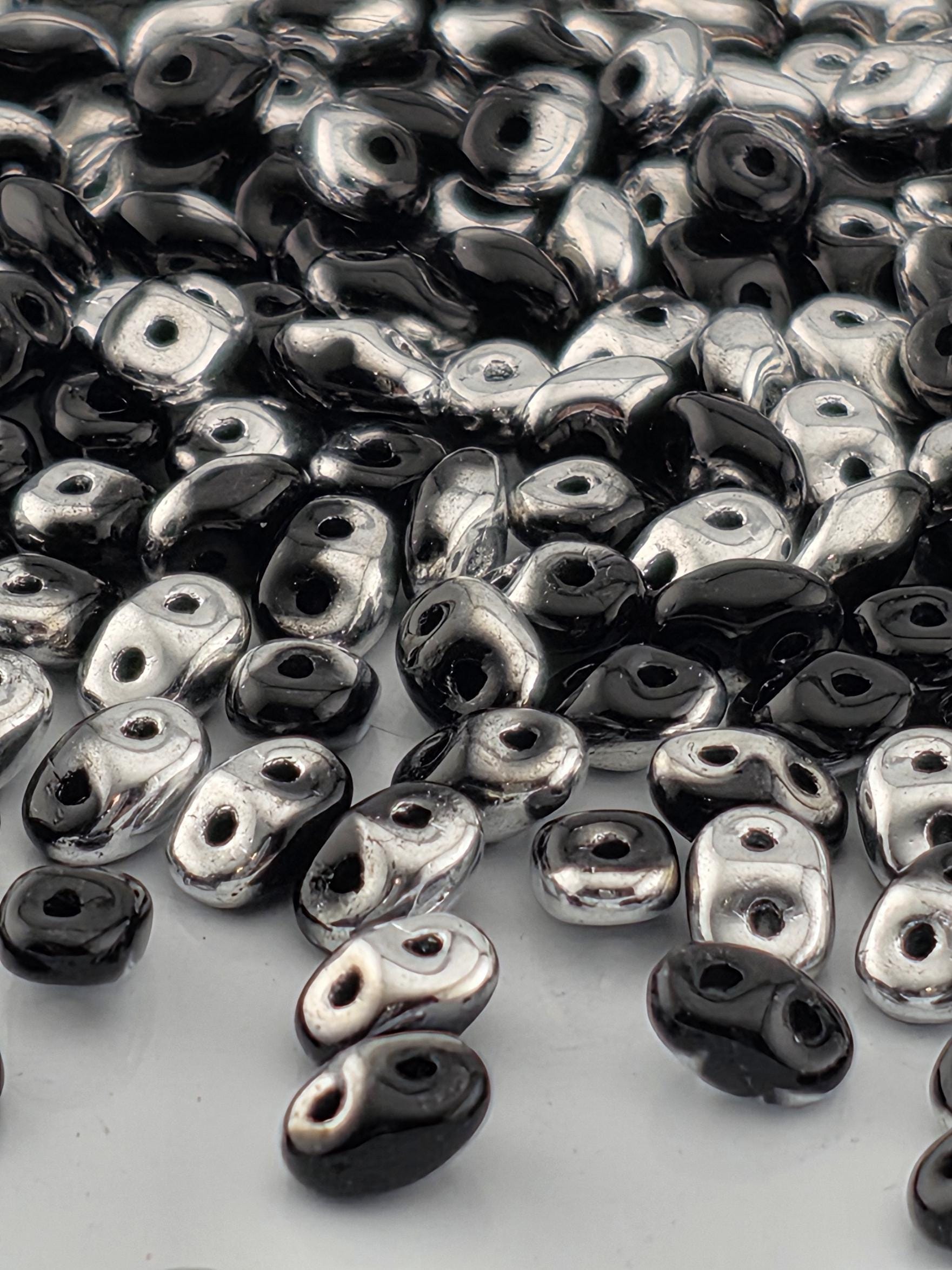 Jet Labrador Matubo SuperDuo Beads - Small 5x2mm Czech Glass | Japanese Seed Beads | Bead Weaving Embroidery Supply | DIY Jewelry