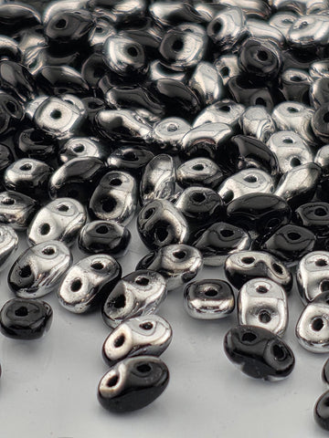 Jet Labrador Matubo SuperDuo Beads - Small 5x2mm Czech Glass | Japanese Seed Beads | Bead Weaving Embroidery Supply | DIY Jewelry