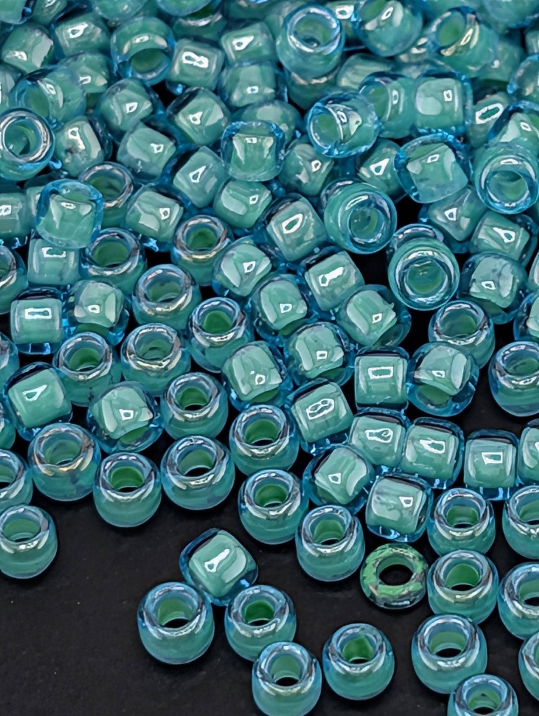 Toho Japanese Seed Beads: Inside-Color Aqua Lt Jonquil (Size 8/0, 2.5" Tube ~8-9g)