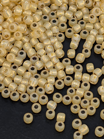 Toho Japanese Seed Beads, Silver-Lined Milky Lt Topaz (Size 11/0, 2.5" Tube ~8-9g)