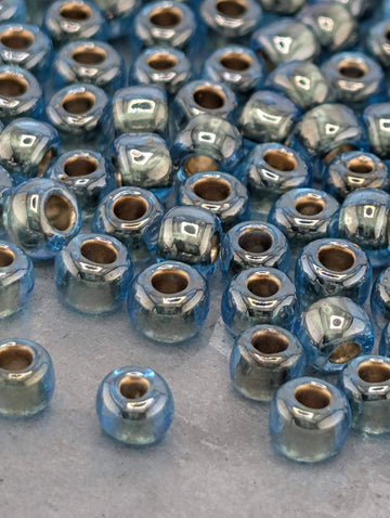 Toho Japanese Seed Beads: Gold-Lined Aqua 6/0 - 2.5" Tube ~8-9g