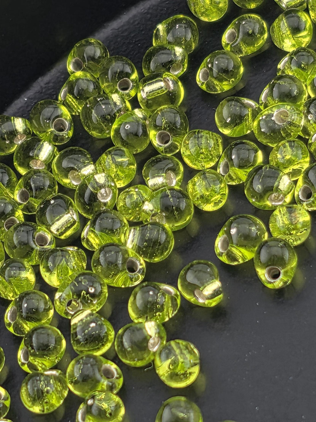 Lime Green Miyuki Drop Beads - Translucent Silver Lined, 15g Approximate