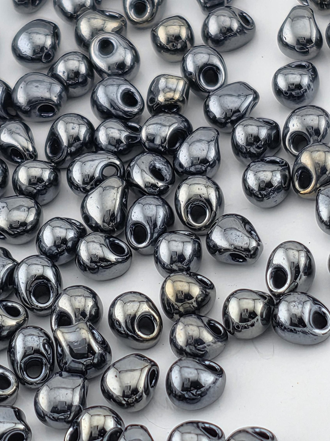 Miyuki Drop Beads - Hematite Finish, Medium Size 3.4mm, 15g Pack