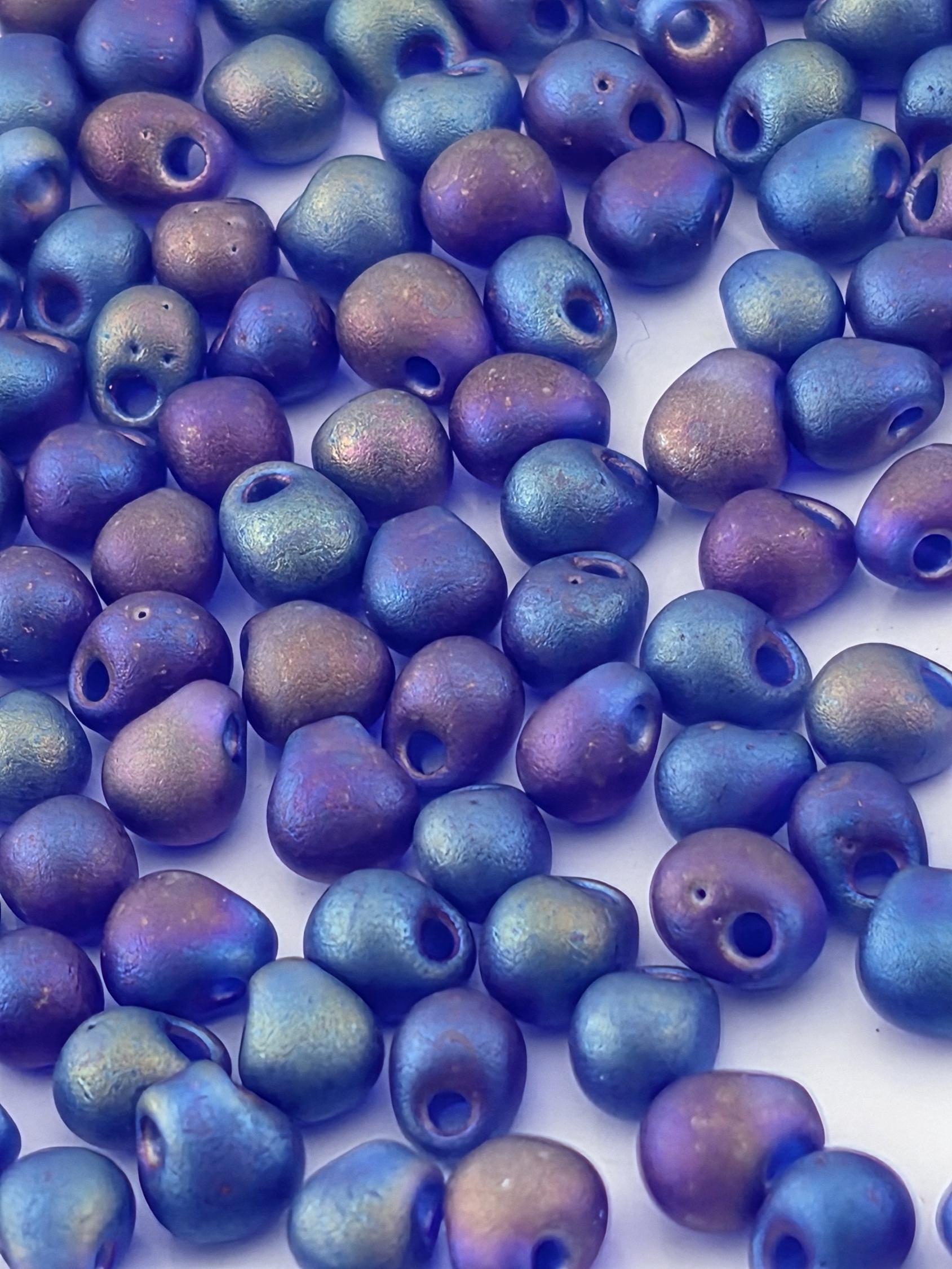 Cobalt Blue Miyuki Drop Beads: Translucent Matte Rainbow, 15g Pack