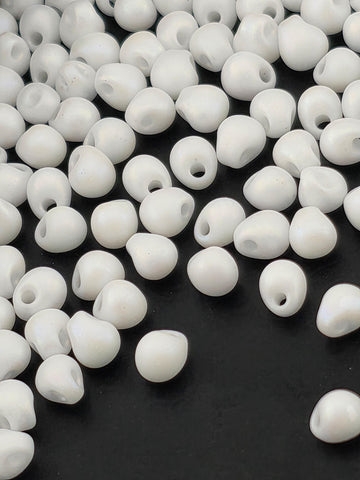 Miyuki Glass Drop Beads, White Matte Rainbow (3.4mm, 15g / ~270pcs)