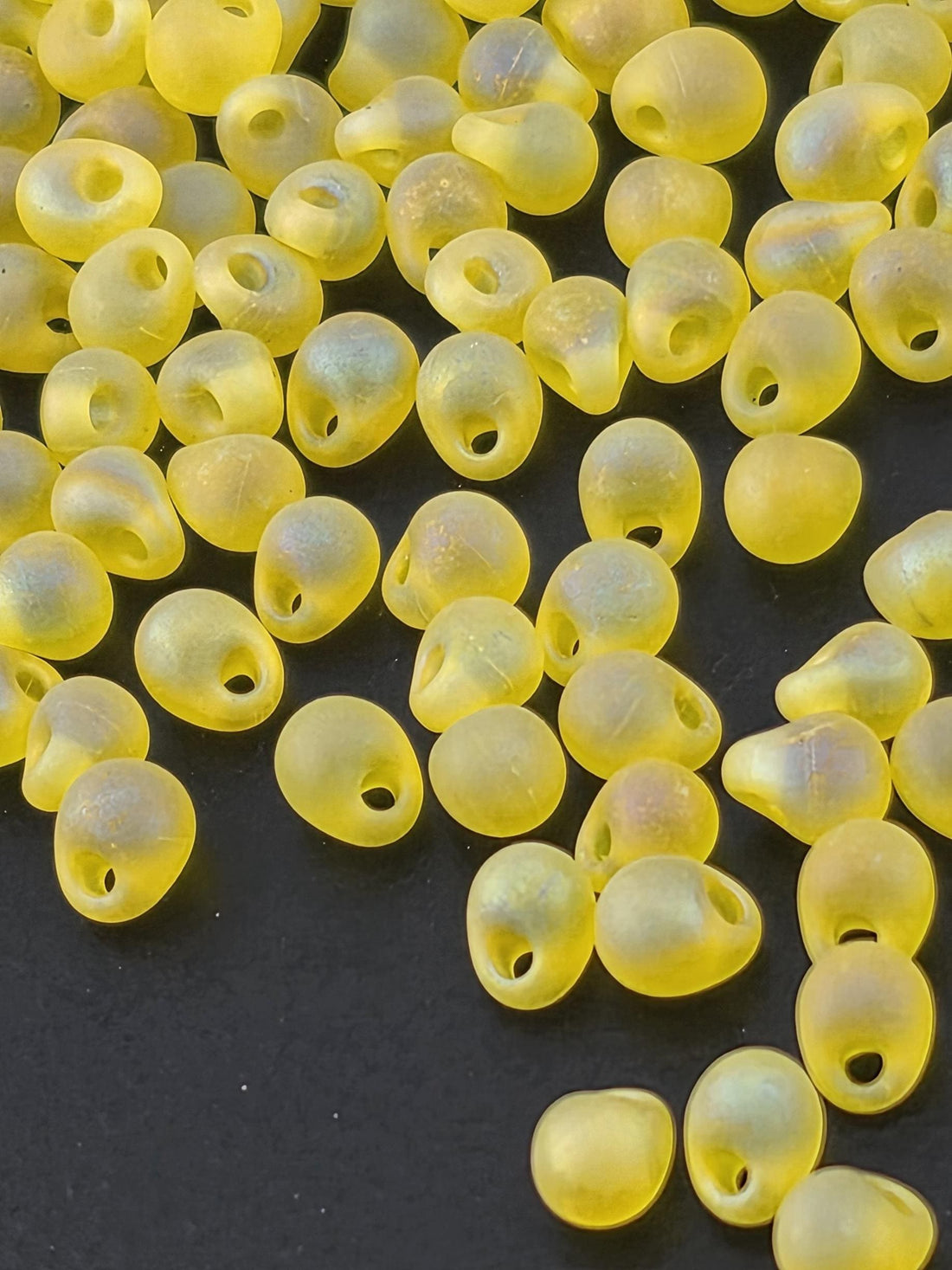 Miyuki Drops Yellow Translucent Matte Rainbow