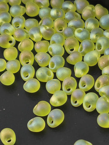 Miyuki Drop Beads, Lime Green Matte Rainbow (3.4mm, 15g Approx)